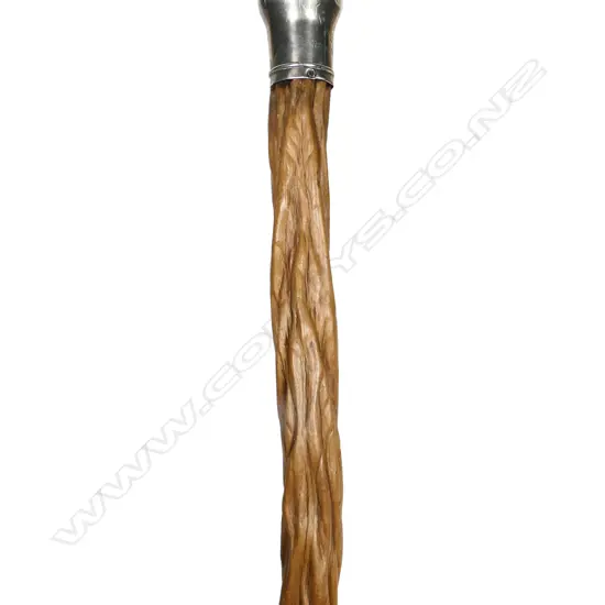 A pair of Frank Hyams (Dunedin) silver and greenstone walking stick end,
